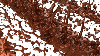 Chocolate or cocoa coffee splashes and droplets