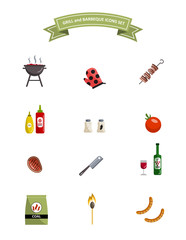 Barbeque and grill tools. Icons collection.