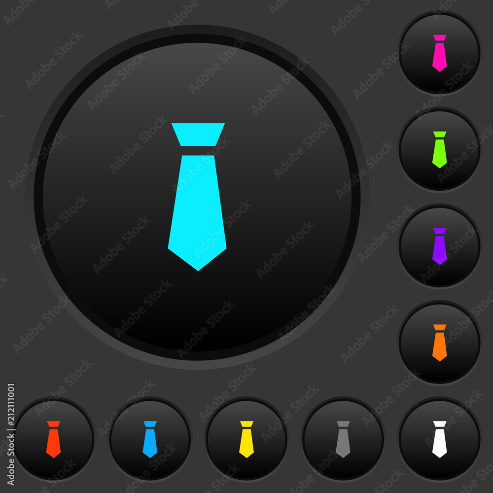 Poster tie dark push buttons with color icons