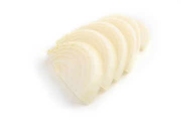 Onion slices isolated on white background