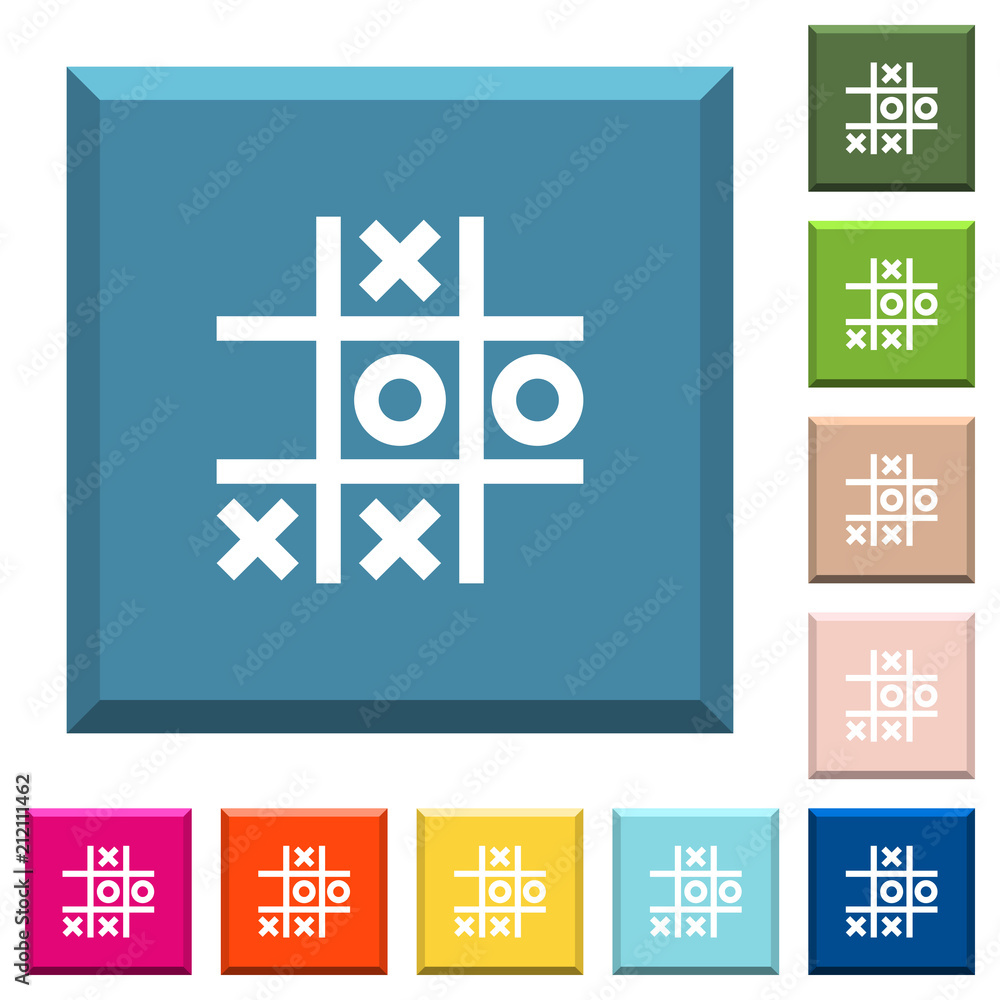 Poster tic tac toe game white icons on edged square buttons