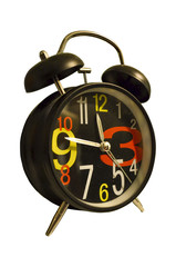 Black alarm clock with color numbers