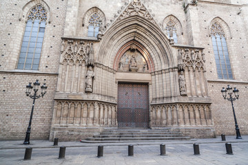 Religious building, Santa Maria del Mar in El Born quarter of Barcelona.