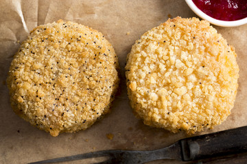 Fried camembert with cranberry sauce 