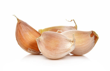  Garlic  cloves on white background