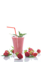 strawberry fresh sweet smoothies in a glass