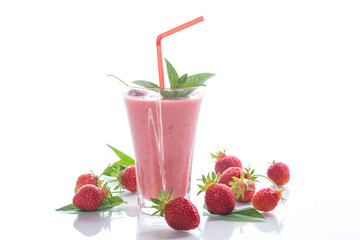 strawberry fresh sweet smoothies in a glass