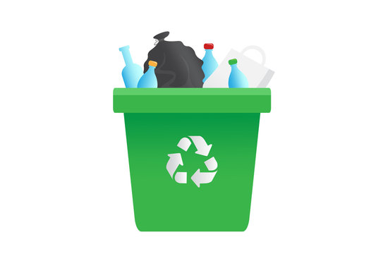 Recycling garbage can, ecology symbol. Trash. Vector illustration