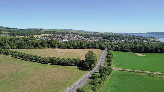 Aerial image over the village of Cardross. 