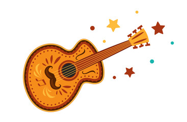 Mexican Guitar. Illustration of isolated a guitar on white background