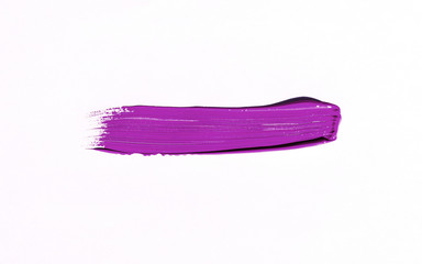 Purple brush stroke over white background