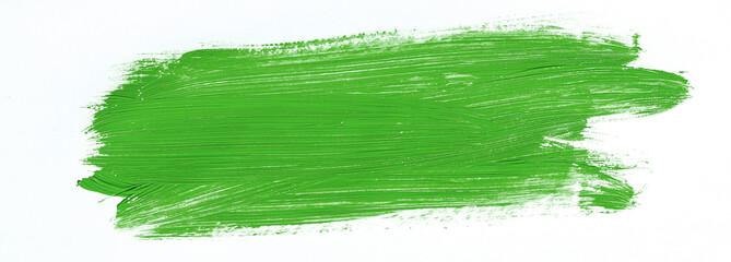 Green brush stroke isolated over white background