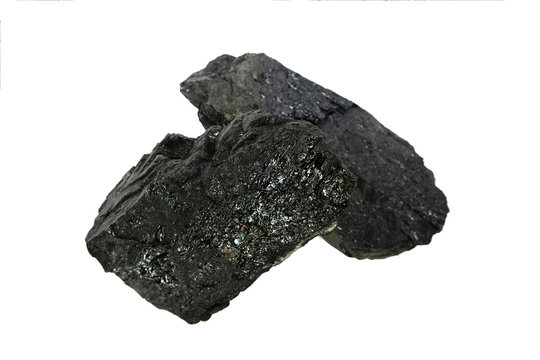 a piece of coal isolated on a white background