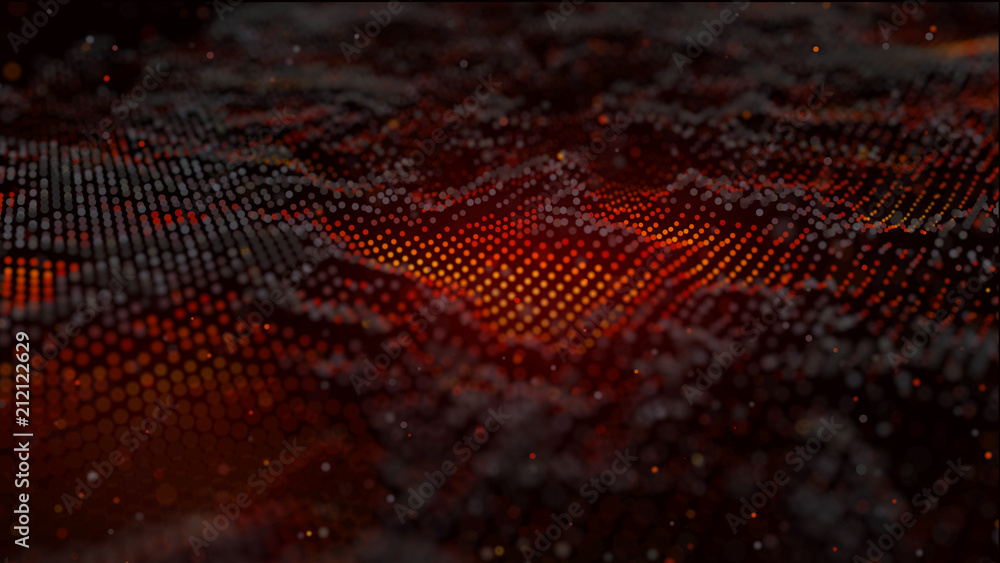 Aufkleber big data visualization. 3d futuristic abstract background. cyber or technology. technology landscape