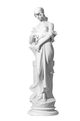 Fototapeta na wymiar Classic white marble statue woman of a white background