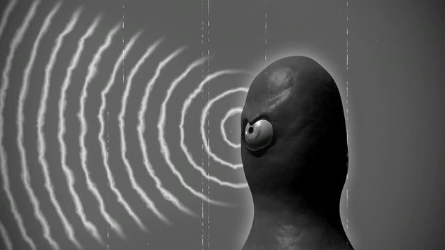 Vintage Alien Invasion: Alien Creature sends Mind Waves (Black and White)