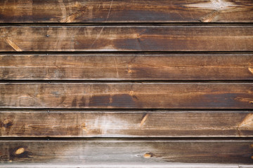 Obraz premium Natural structure of wood surface. Detail fragment of vintage natural wooden texture. Pattern from rural brown wooden wall, fence, floor with copy space. Background of uneven horizontal planked wood.