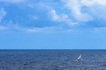Fototapeta premium Seascape with sailing yacht in mid - Atlantic