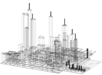 Skyscrapers Concept Architect Blueprint - isolated