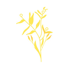 Abstract autumn yellow plant flower icon. Meadow, garden romantic wedding invitation card, autumnal seasonal holiday, harvest decoration element. Floral vector illustration isolated