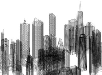 Skyscraper Concept Architect Blueprint - isolated