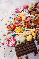 Papier Peint photo Lavable Bonbons candies with jelly and sugar. colorful array of different childs sweets and treats