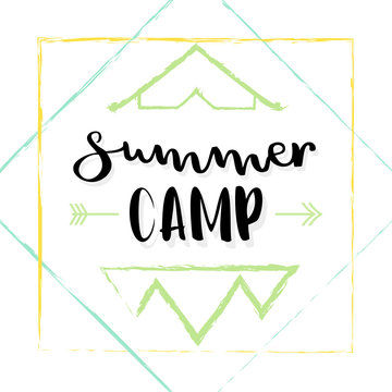 Summer camp lettering. Vector illustration