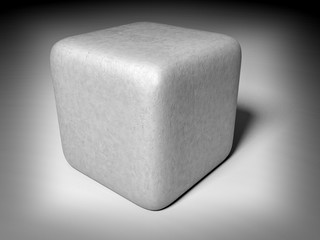 Plastered cube focused - CG image