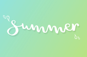 Summer lettering. Gradient background. Vector illustration, minimal design