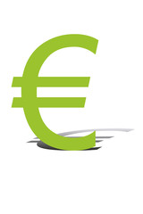 Símbolo verde del euro.