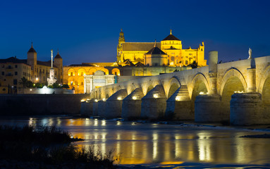 Fototapeta na wymiar Cordoba with old roman bridge and Mosque-cathedral