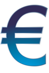 Símbolo azul del euro.