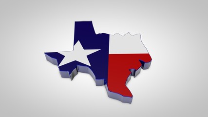 3d map flag of texas state isolated on white, 3d render