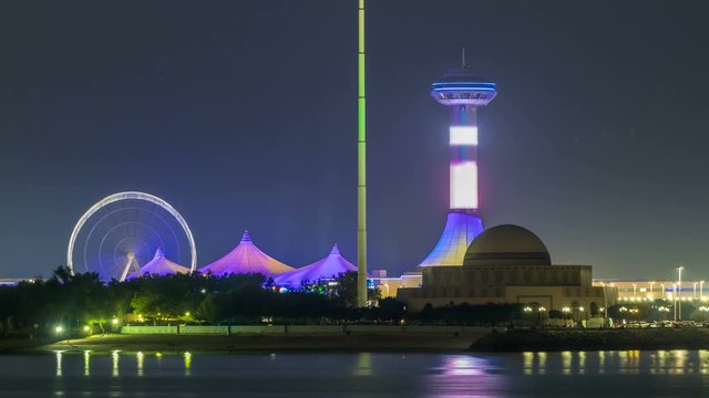 Evening in Abu Dhabi with Marina Island day to night timelapse
