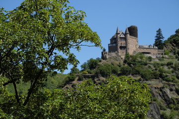 Burg Katz bei St. Goarshausen am Rhein nahe Loreley - Stockfoto