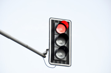 Red vertical gantry traffic light