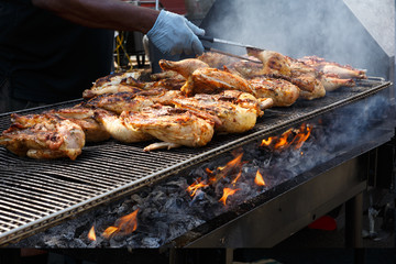 Chicken Grilling on an Open Fire
