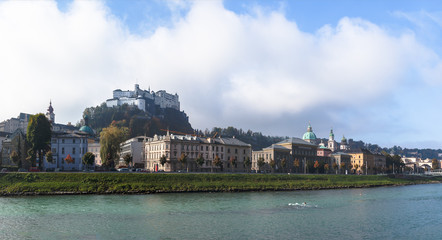 Fototapeta na wymiar Salzburg skyline with Hohensalzburg castle above.
