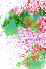 abstract garden flowers with open space for text, background, hand painted drawing artwork