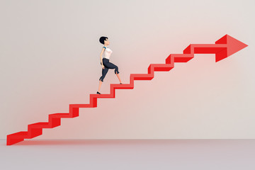 a woman steps up the career ladder(3d rendering)