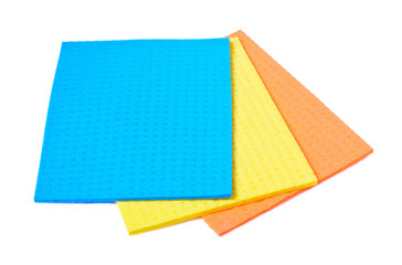 Rags to wipe the tables on a white background