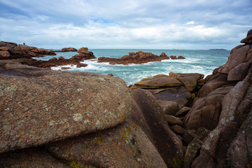 typical Brittany coast in the north of France