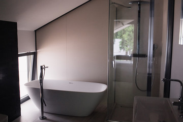 bathroom with a panoramic window