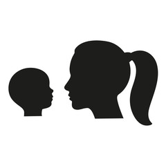 profile of a woman and a child on a white background
