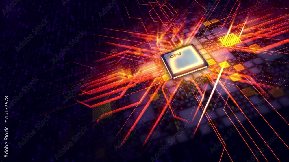 Aufkleber a superior 3d rendering of a square cpu microprocessor put aslant in the violet motherboard. it is l