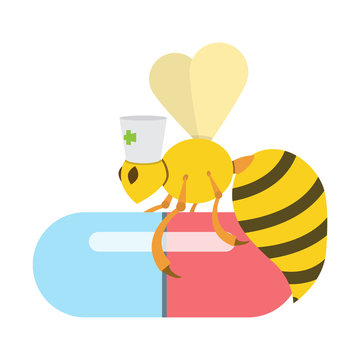 bees and human health, the benefits of insects,vector image, flat design
