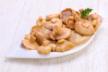 Pickled mushrooms in the bowl