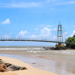 Bridge to the island with Buddhist temple, Matara, Sri Lanka