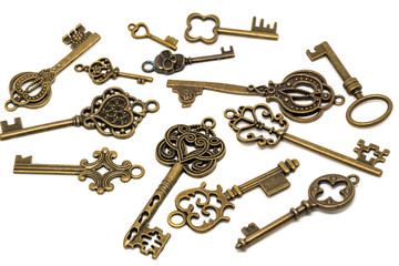 Vintage Keys On White Background
