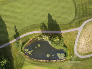 Aerial view of golf course in Europe